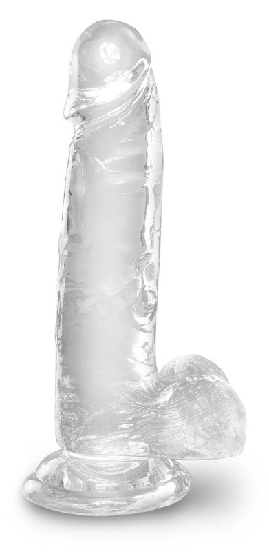 King Cock Clear 7" Cock with Balls & Suction Cup Dildo Clear Silicone TPE gallery