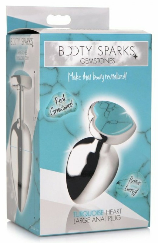 Booty Sparks Gemstones Turquoise Heart Anal Plug Large