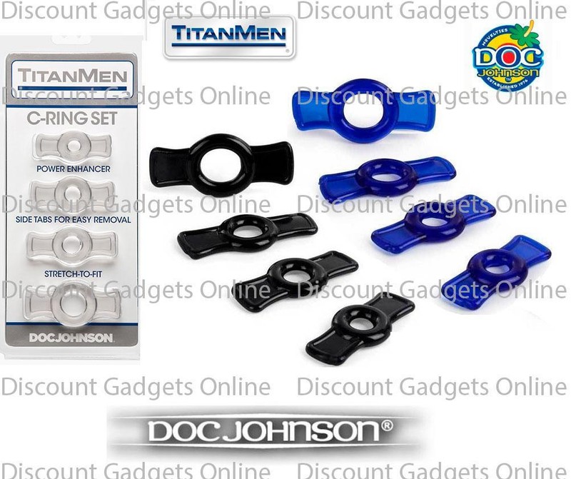 Titanmen Tools Cock Ring 4pc Set STRETCHY Erection Enhancer DOC JOHNSON - CHOOSE