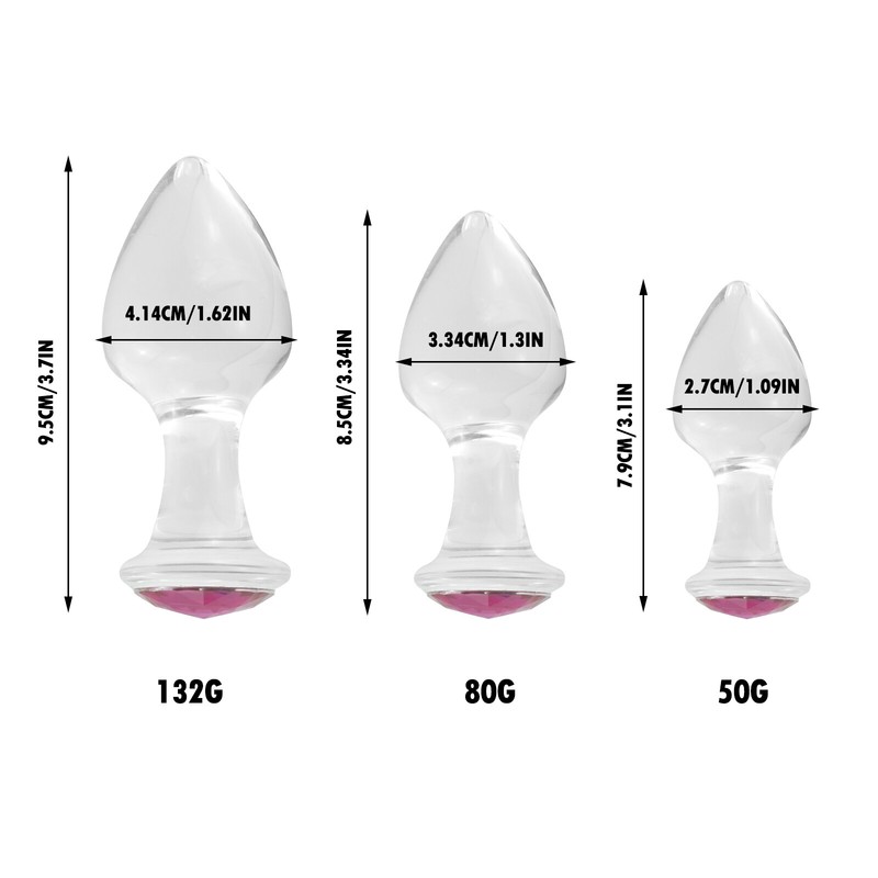 3 inch+ Glass Anal Butt plug – 3pcs anal Training Set Small sex toys for Women