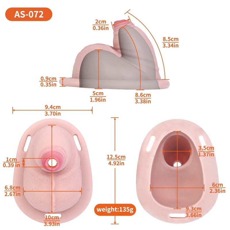 Male Chastity Cage Silicone Realistic Penis Cage Strap On Cock Restraint CB Lock gallery