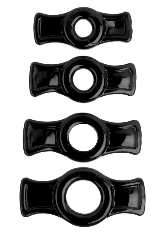 Doc Johnson TitanMen Tools Cockring Set of 4 Phallic Rings with Penis Ring Fins