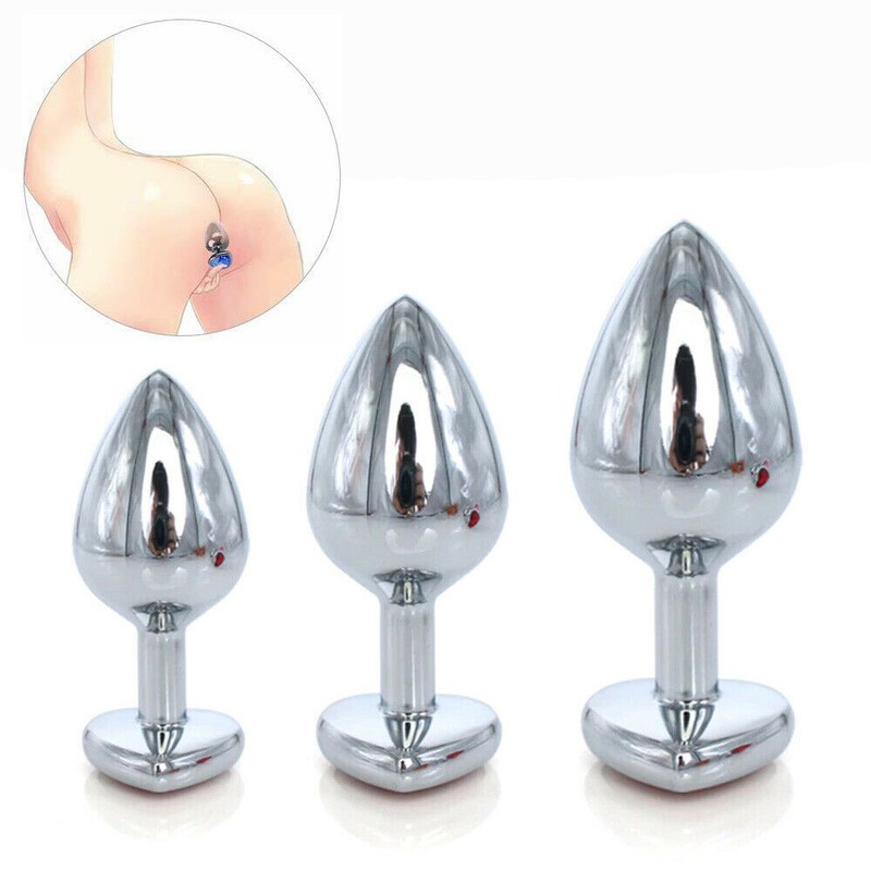 Diamond Jewel Heart Anal Butt Plugs Stainless Steel Metal All Sizes All Colors gallery