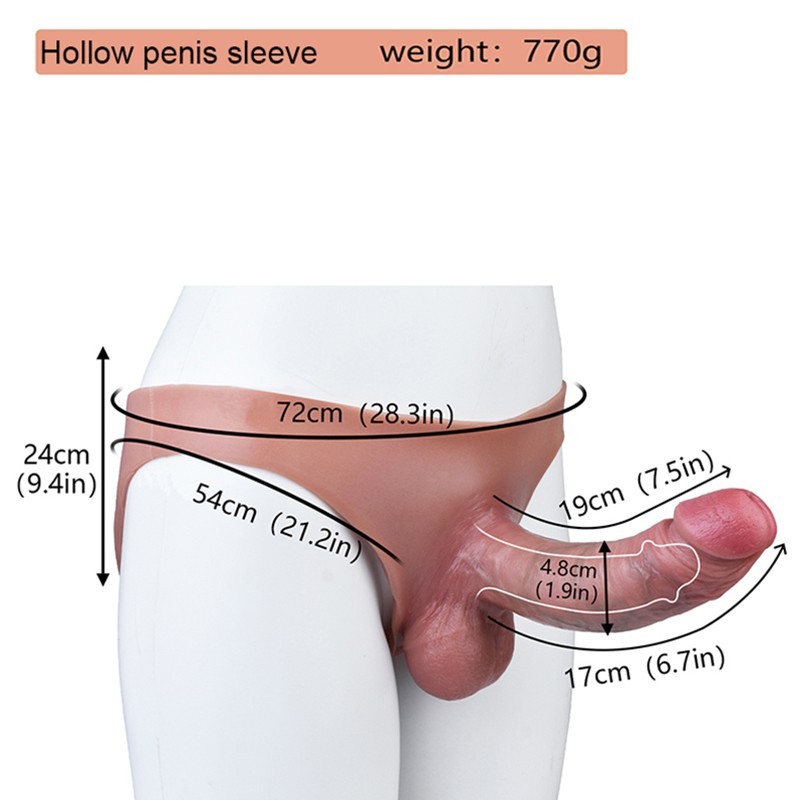 Realistic Silicone Hollow Penis Pants Male Extender&Enlarger Sheath Briefs gallery