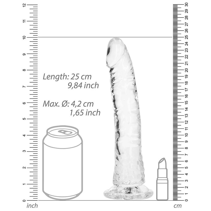 RealRock Crystal Clear Slim 9 in. Dildo Clear gallery