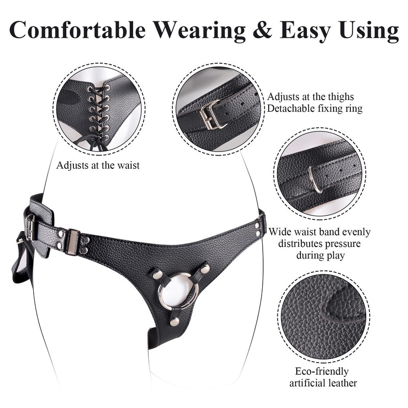 Leather Strap On Harness For Dildo Dong Pegging Sex Toy For Couple Adjustable US gallery
