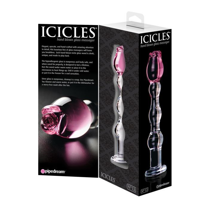 Icicles No. 12- Glass Dong With Flower On Top hypoallergenic Dildo Sex Toy gallery