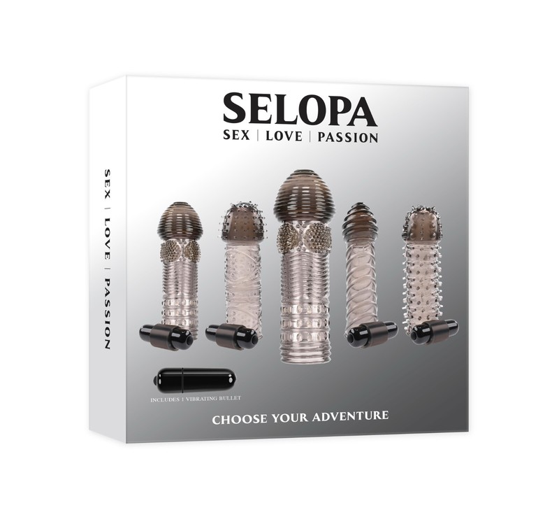 Selopa Choose Your Adventure 5 Penis Extensions with a Vibrating Bullet, New
