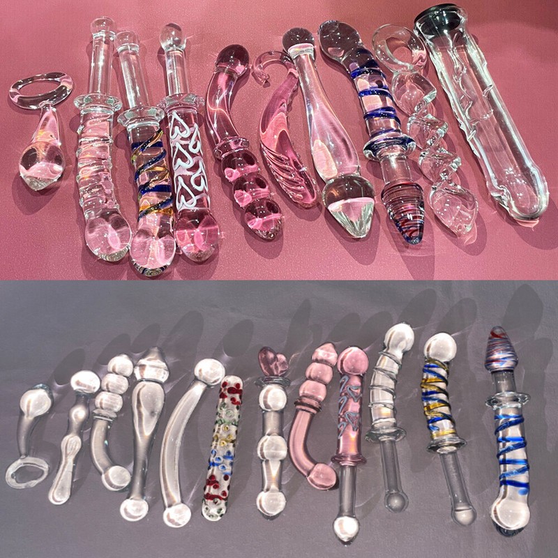 Crystal Glass Dildo Butt Anal Beads Plug G-Spot Clitoris Massager Sex Toys BDSM