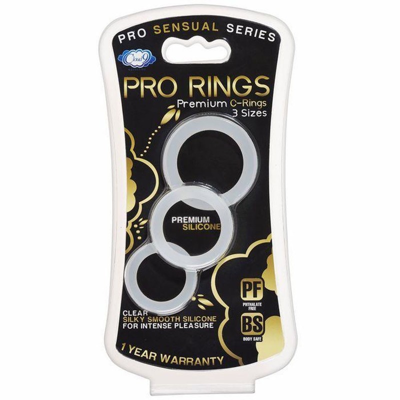 Cloud 9 Pro Sensual Silicone Cock Ring Set 3 Pack Clear