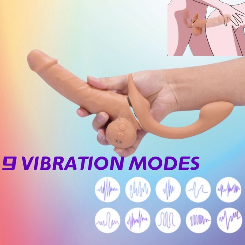 Telescopic G-spot Vibrator Double Dildo Strap on Sex toys for Lesbian Women