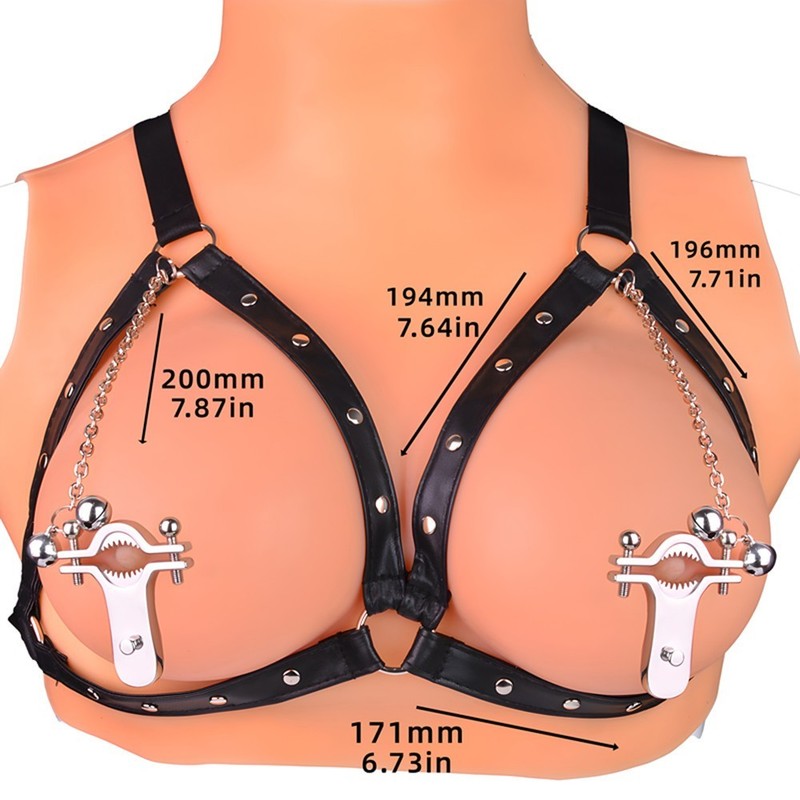 QKKQ Adjustable Nipple Clamps Breast Clips With Leather Belts Sex Toy for Woman