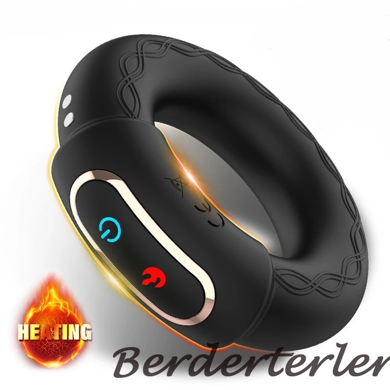 Penile Locking Ring Heating Vibration Masturbation Massage Silicone Lock Sex Toy gallery