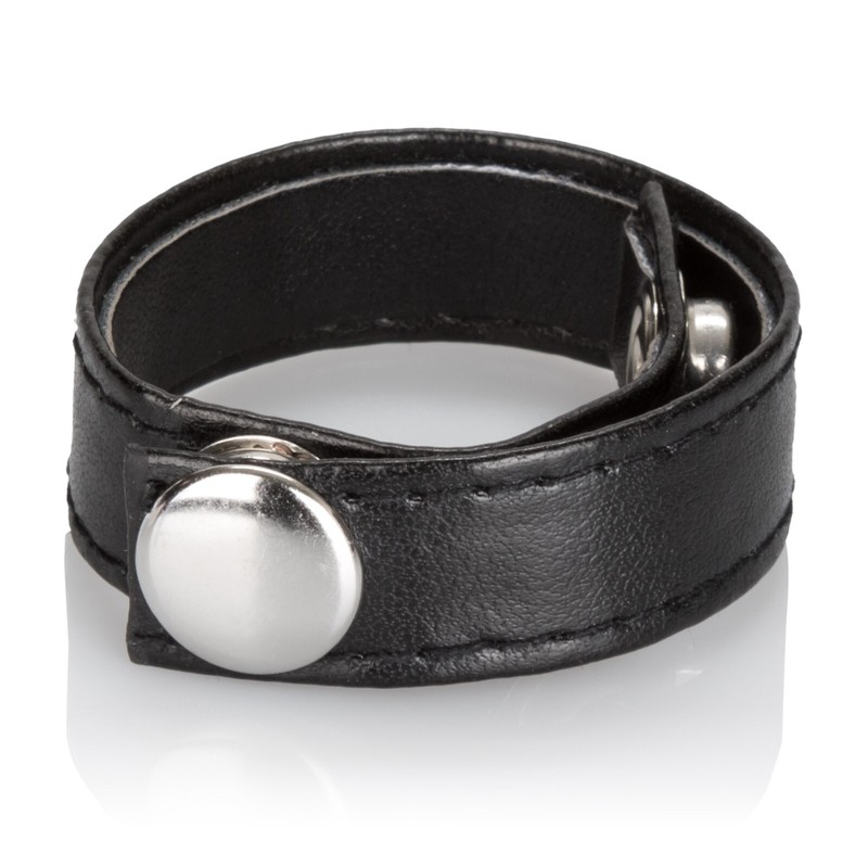 Cal Exotics Leather 3-Snap Ring Black - Adjustable Penis Cock Erection Enhancer gallery