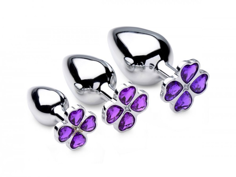 Booty Sparks Violet Flower Gem Anal butt plug Set Temperature Play Sex Toys