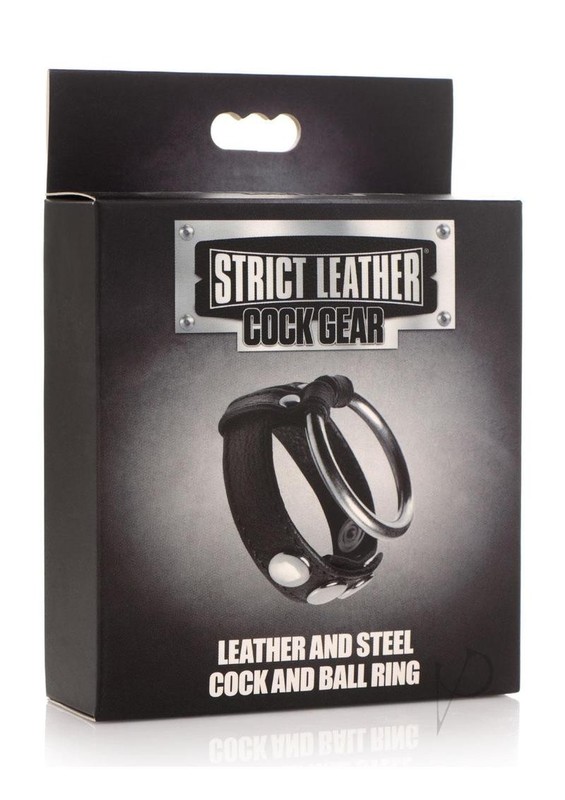 Cock Gear Leather and Steel Cock and Ball Ring – Black