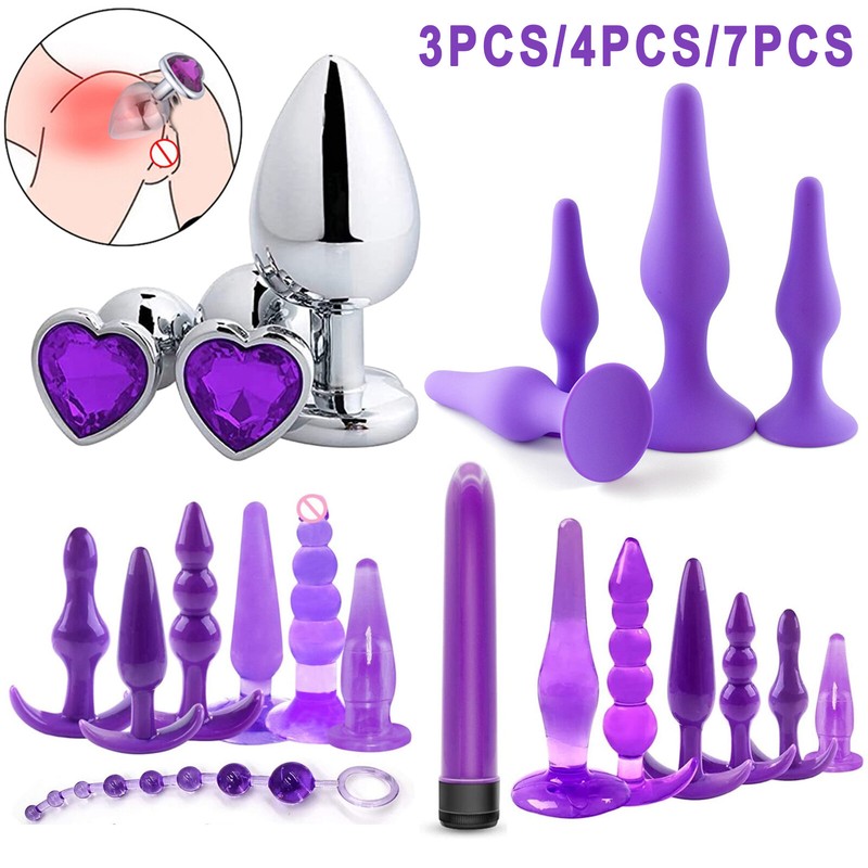 Anal Prostate Massager Trainer Beginner Kit Set Butt Plug Dildo Beads Sex Toys