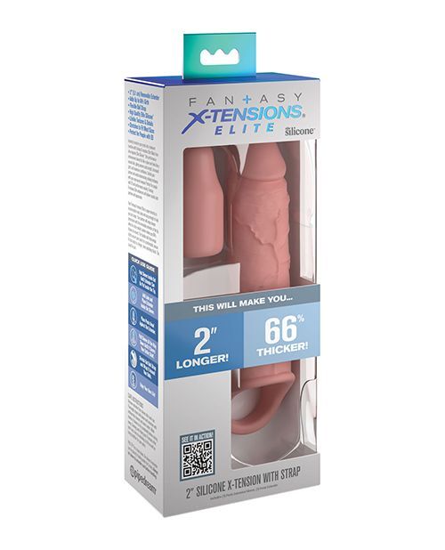 Fantasy X-Tensions Elite 6&Prime; Silicone penis-sleeve Extension with Strap & 2&Prime;