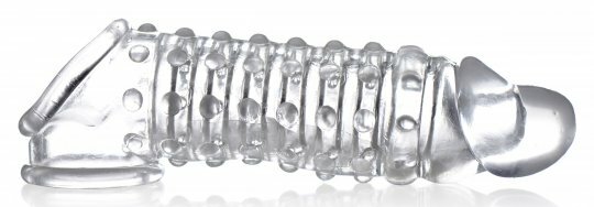 1.5 Inch Penis Enhancer Sleeve Clear Ribbed Bigger Thicker Longer Size Matters ! gallery