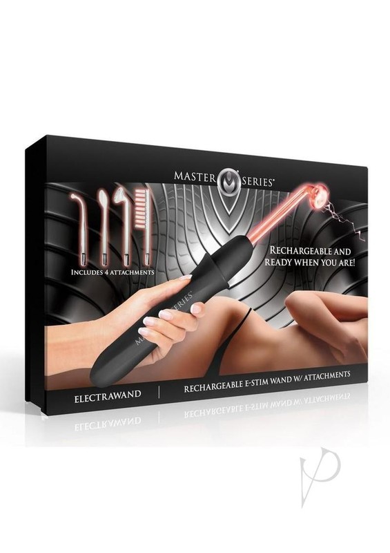 Master Series Elektrawand Rechargeable E-Stim Wand with Attachments – Black