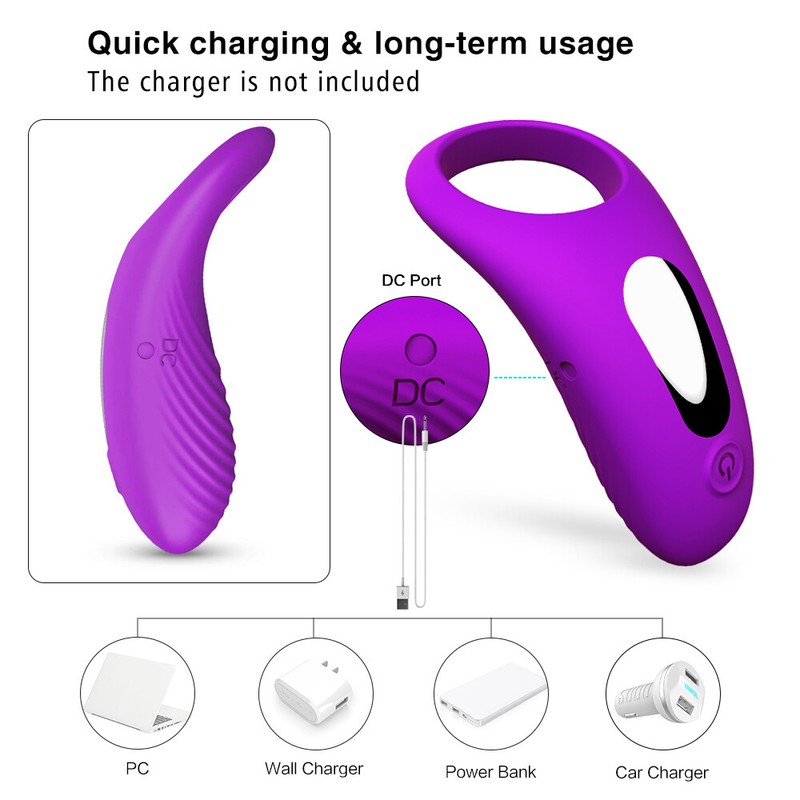 Vibrating Penis Cock Ring Clit Stimulator Couple Sex Toys for Men Rechargeable