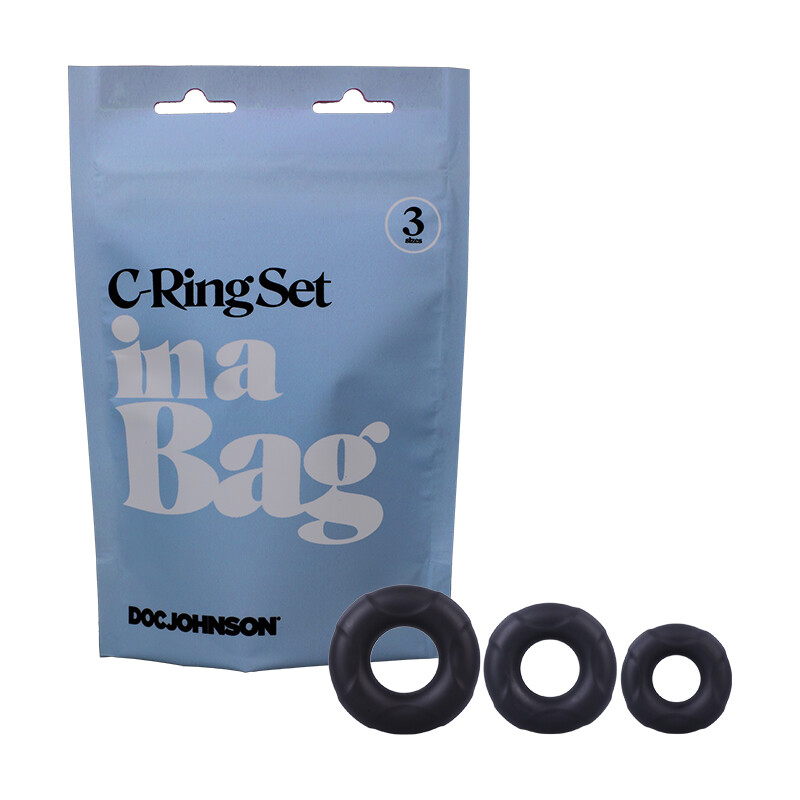 Doc Johnson cock ring Set In A Bag 3-Piece Waterproof Silicone penis-rings Black
