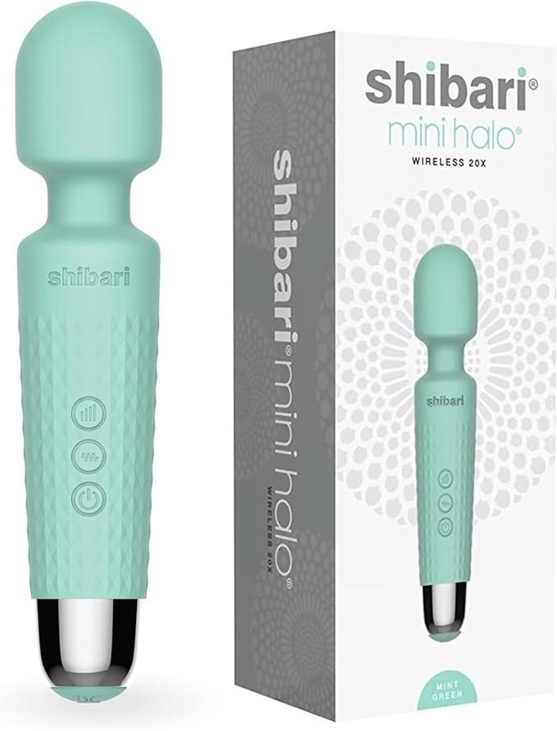 Shibari Mini Halo Vibrator, Rechargeable Wand Massager, Waterproof Vibe (Mint)