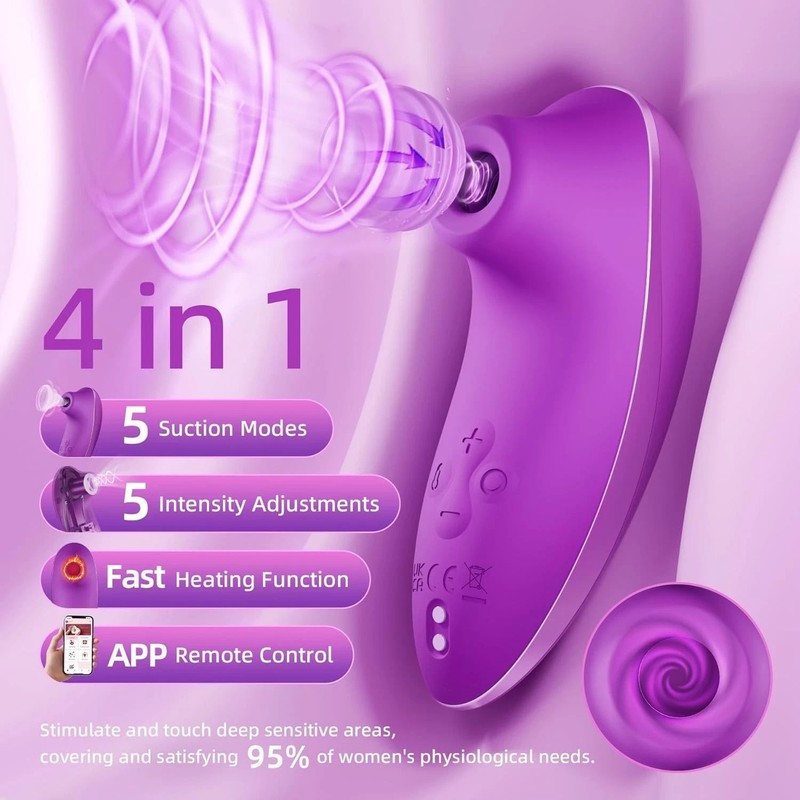 Rose Sucking Vibrator APP Remote Clitoral & Nipple Stimulator, Suction, Heating gallery