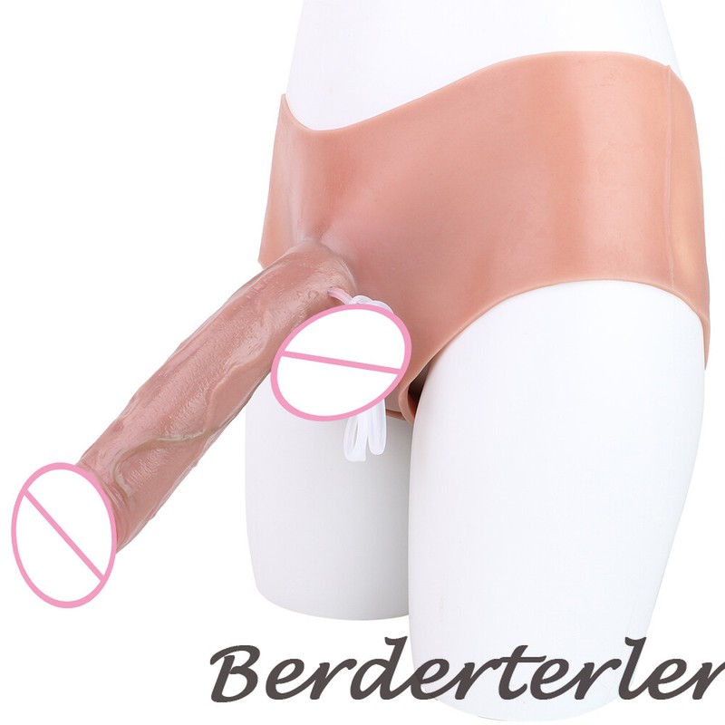 Silicone Skin Touch Box Short With 9.45''Squirt Solid Dildo Strap-on For Lesbian gallery