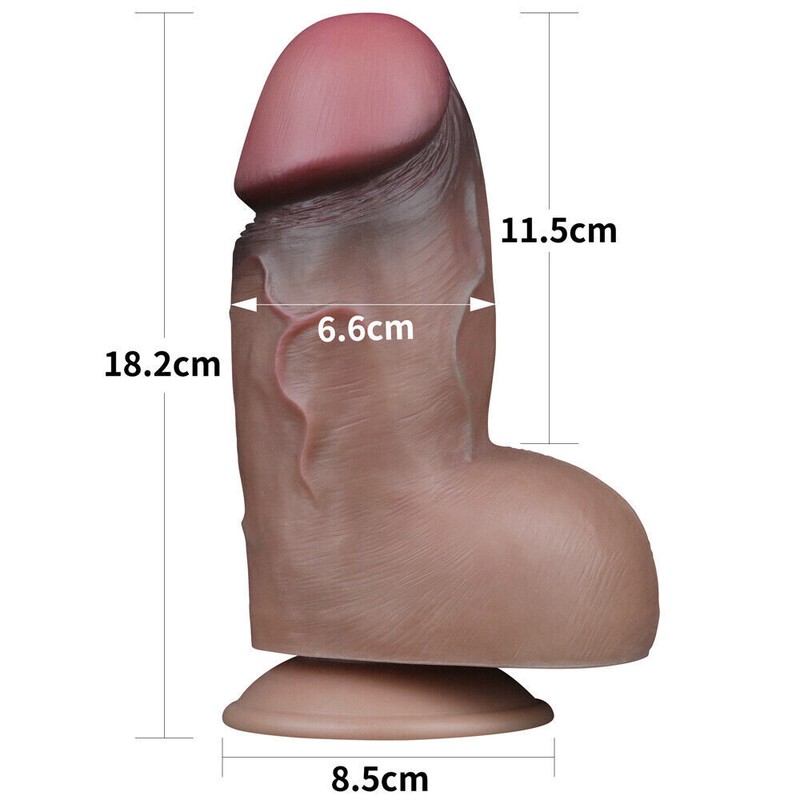 Lovetoy 7" - 13" Dual Layered Silicone Cock Dildo w/ Suction Cup, XXL, Big Dicks gallery