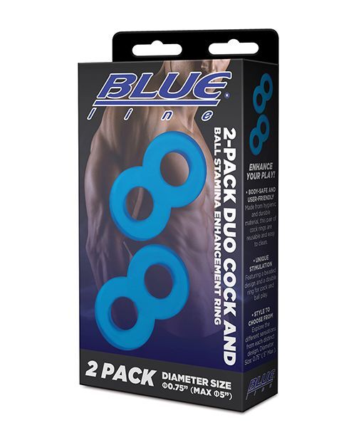 Blue Line C & B Dual Cock & Ball Stamina Enhancement Ring – Jelly Blue Pack of 2
