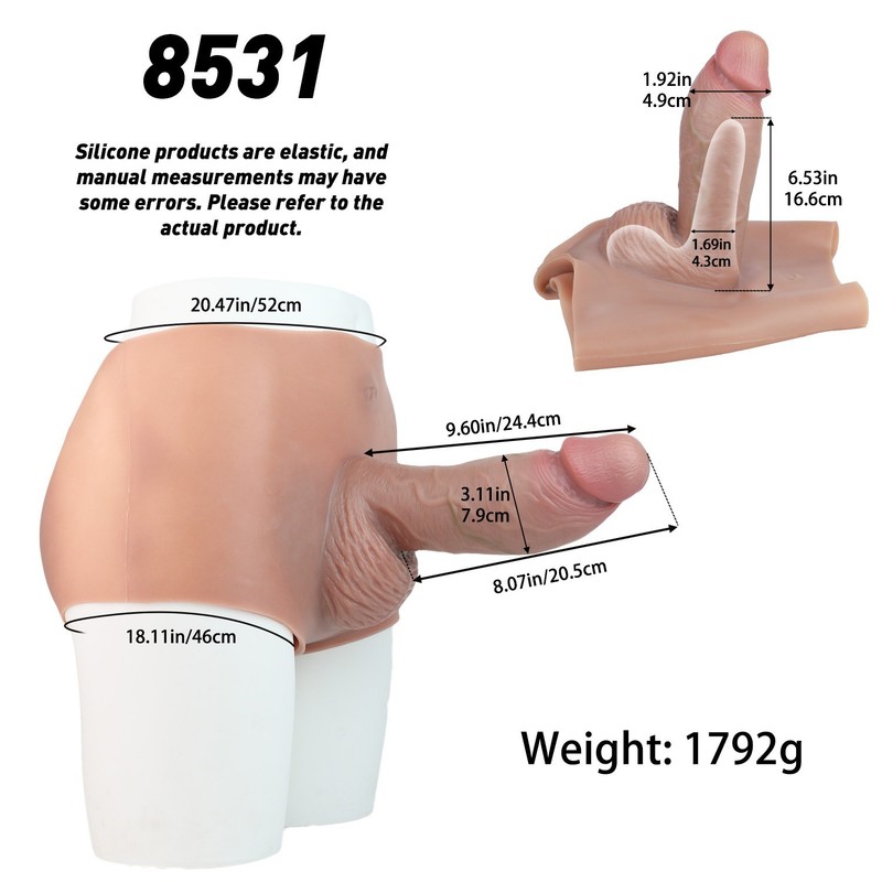 Huge Realistic Hollow Pants Silicone High Waist Penis Sleeve Panties Men Extend gallery