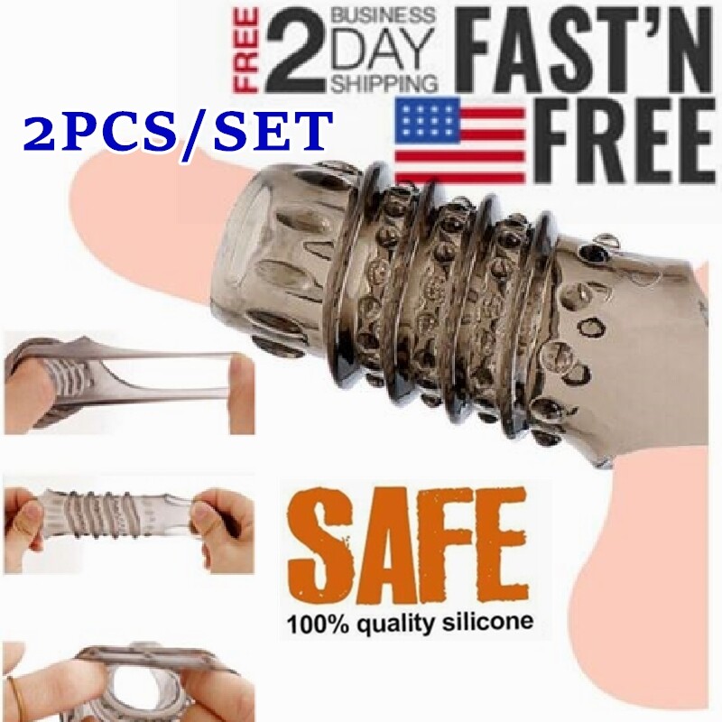 Reusable Cock Ring Sleeve Glans Penis Enlarger Delayed Ejaculation Extender 2pcs
