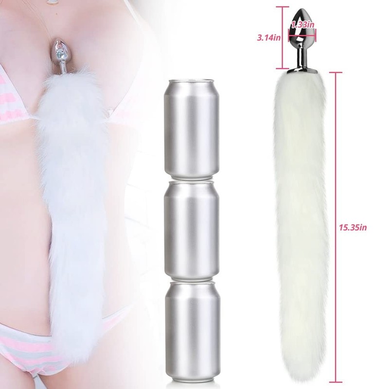 Anal Plug Trainer with Imitation Fluffy Fox Tail, TExplorer Alloy Anus Stoppe... gallery