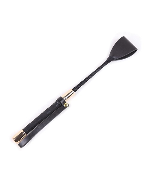 Riding Crop Leather Tipped 3.13 Inch BDSM Spanking Plesur Black