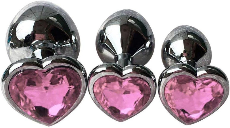 3Pcs Set Luxury Metal Butt Anal Plug Heart Shaped Sex Toy Gift for Couples Woman
