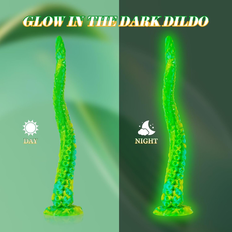 Long Tentacle Dildo Sex Toys: 13" Luminous Anal Dragon Dildo with Suction Cup, L gallery