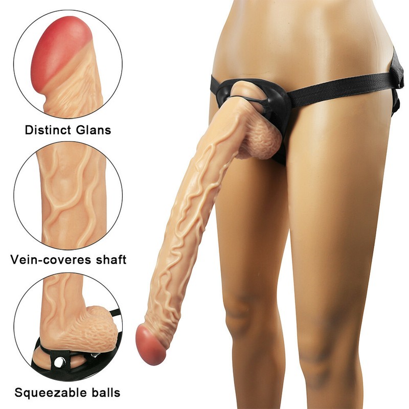 16&Prime; Big Huge Strap-on Dildo Harness Anal Butt Plug Sex toy for Women Masturbator
