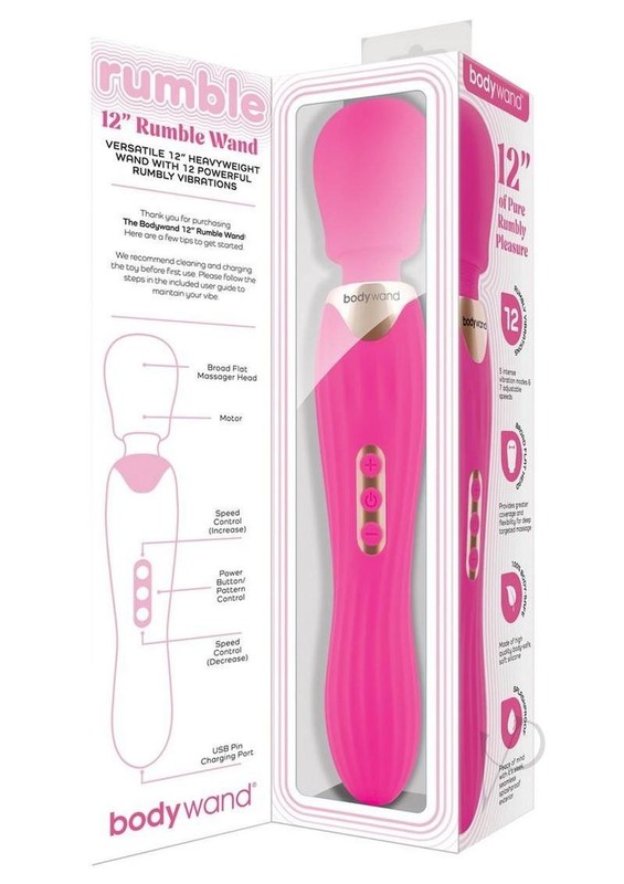 Bodywand Rumble Rechargeable Wand 12in - Hot Pink
