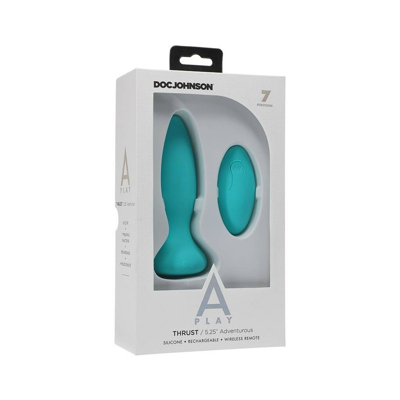 Doc Johnson A-Play Thrust Adventurous Rechargeable Plug Teal
