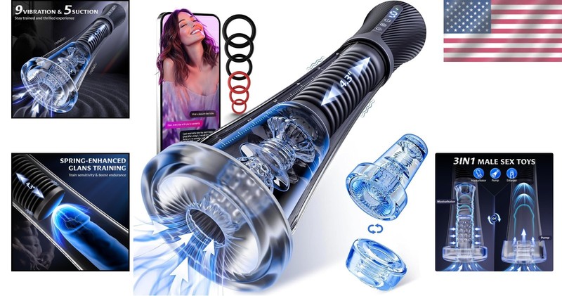 Intelligent Vibrating Penis Pump – See It Grow with 2 Sleeves & 6 Rings Included gallery