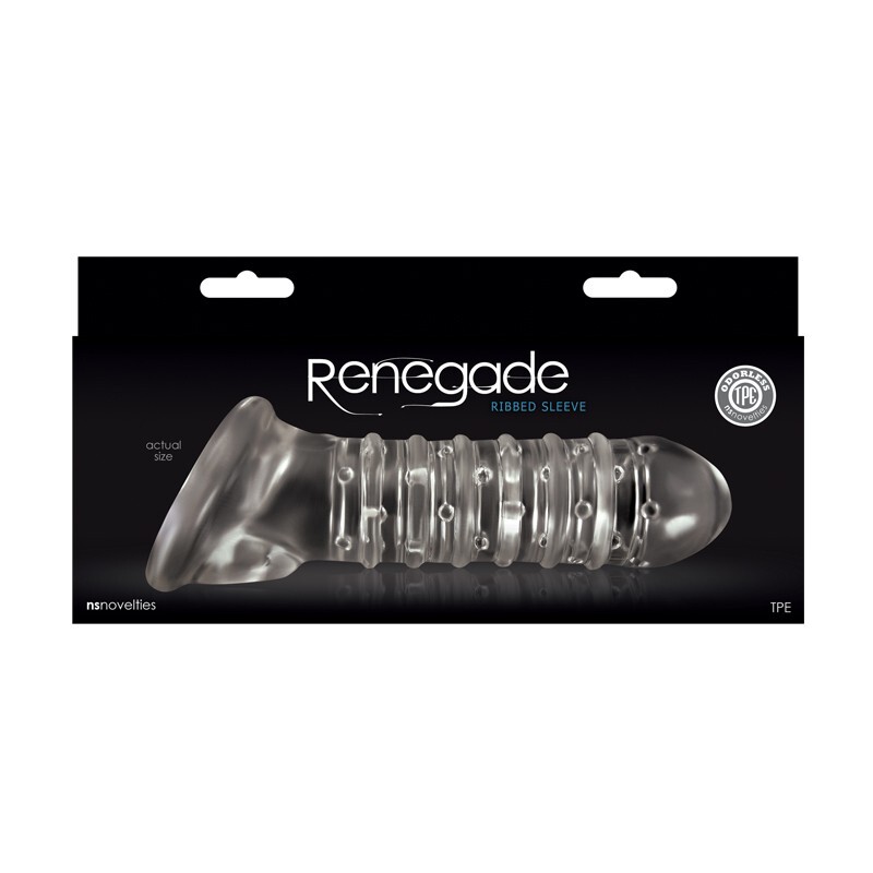 NS Novelties Renegade Super Stretchy Ribbed Sleeve Clear, New