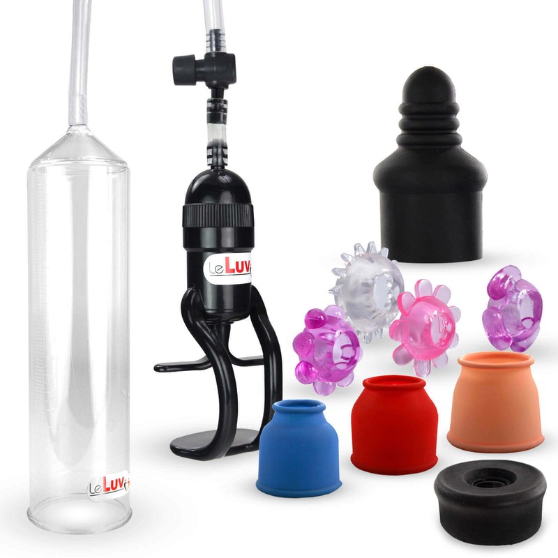 LeLuv Penis Pump EasyOp Zgrip with 3 Seals, Black, Septum and Jelly Rings