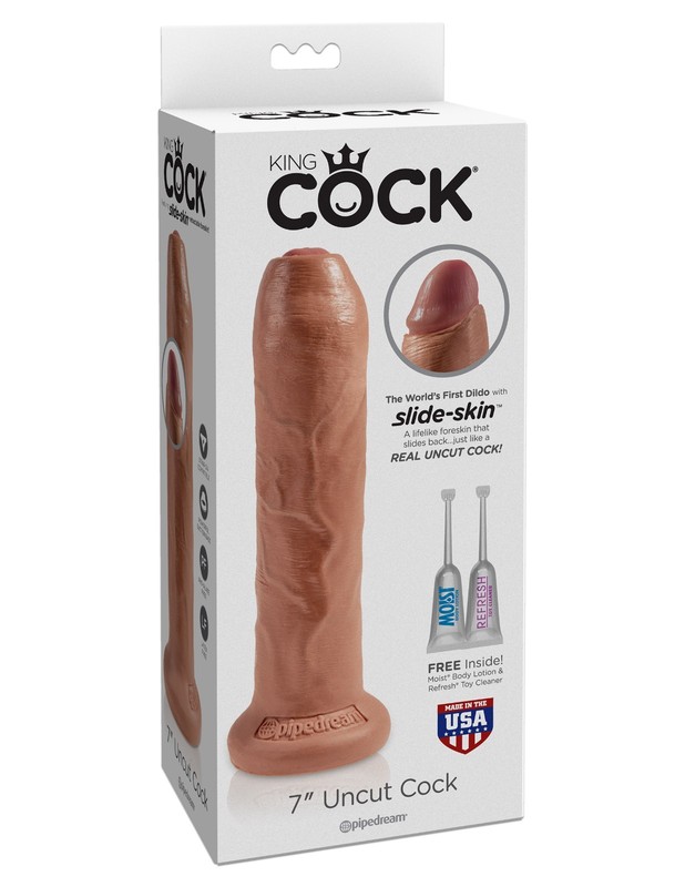KING COCK 7 INCH REALISTIC REAL FEEL UNCUT DILDO TAN gallery
