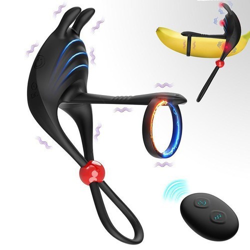 Ejaculation Delay Couples Penis Stretcher Vibrator Double Cock Ring Adjustable