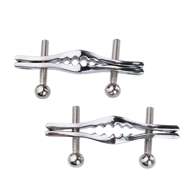 QKKQ Metal Breast Ring Lock & Nipple Clamp Set, BDSM Fetish Harness Lingerie Bra gallery