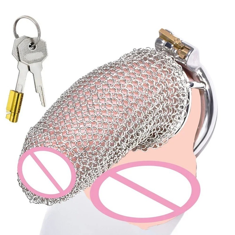 Stainless Steel Mesh Chastity Device Smooth Penis Cock Dong Cage Bondage Ring gallery