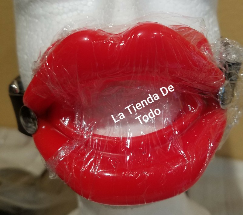 RED SFT SILICONE OPEN MOUTH BALL BIT GAG LIPS BUCKLE UP FAUX LEATHER STRAP READ gallery