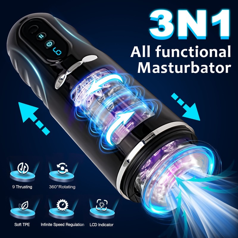 3in1 Automatic Male Masturbaters Cup HandsFree Rotate Thrusting Oral Men Sex Toy gallery
