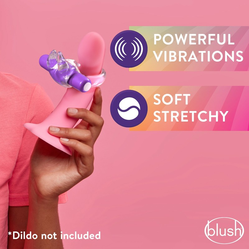 Blush Play With Me Stretchy Fits All Penises Waterproof Bull Vibrating C-Ring gallery